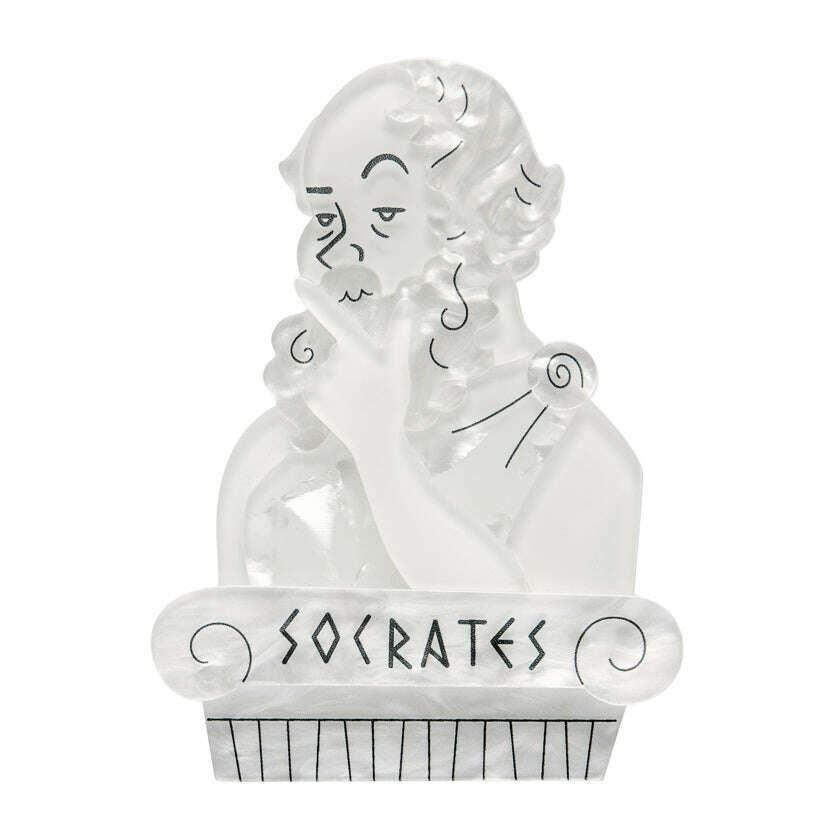 Socratic Method Brooch – Limited-Run Socrates Layered Resin Pin, Greek Odyssey Collection