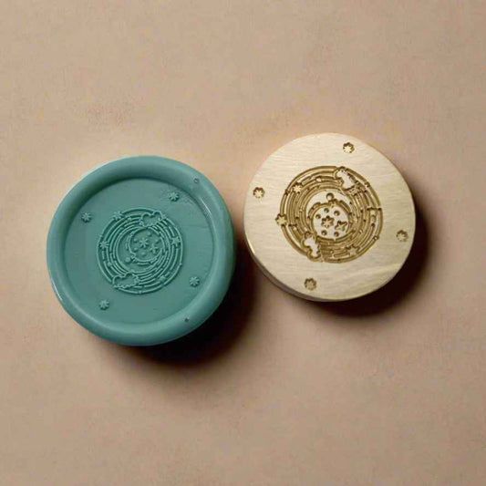 Celestial Moon & Stars Wax Seal Stamp - Enchanting Design for Invitations & Crafts