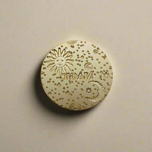 Whimsical "Magic" Wax Seal Stamp with Sun, Moon & Stars - Enchanting Seals