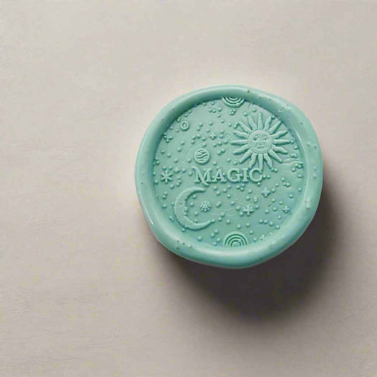 Whimsical "Magic" Wax Seal Stamp with Sun, Moon & Stars - Enchanting Seals