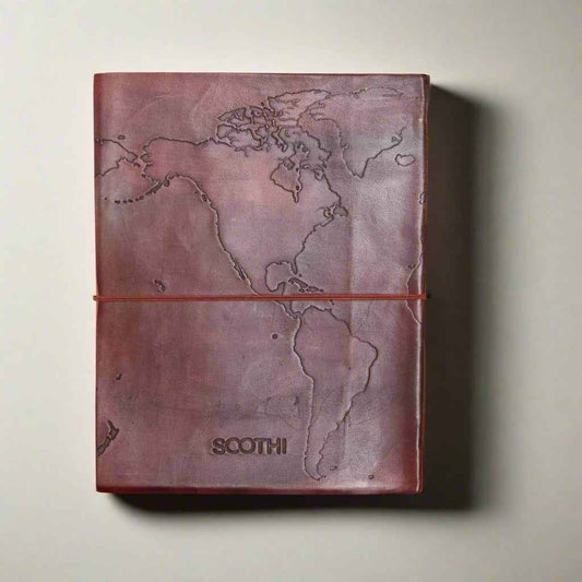 Extra Large World Map 14x11 Handmade Leather Journal