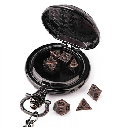 Steampunk DND Metal Dice Black Wolf Necklace | Two-in-one & Pocket Watch