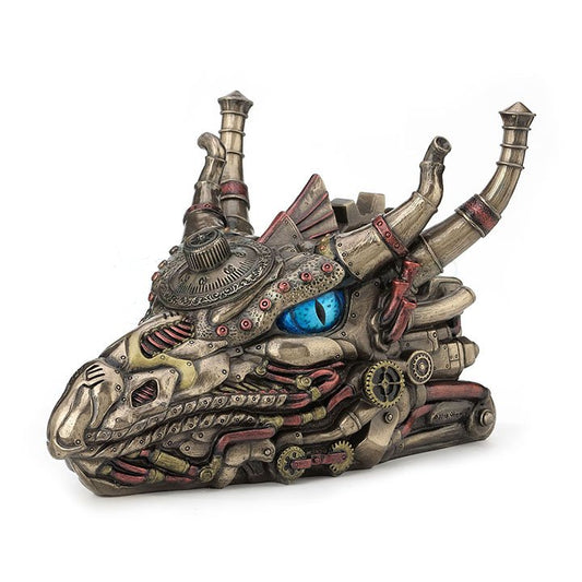 Steampunk Dragon Head Box - Cold Cast Bronze Decorative Fantasy Storage