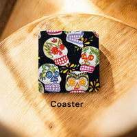 Sugar Skull themed desk set, mouse pad, coaster