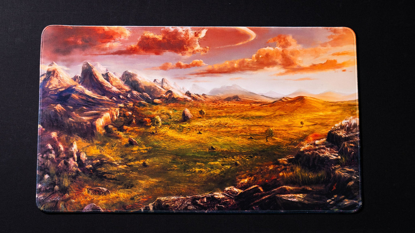 "Sunspire Plains" —  Fallen Lands Playmat by Carlos Balarezo