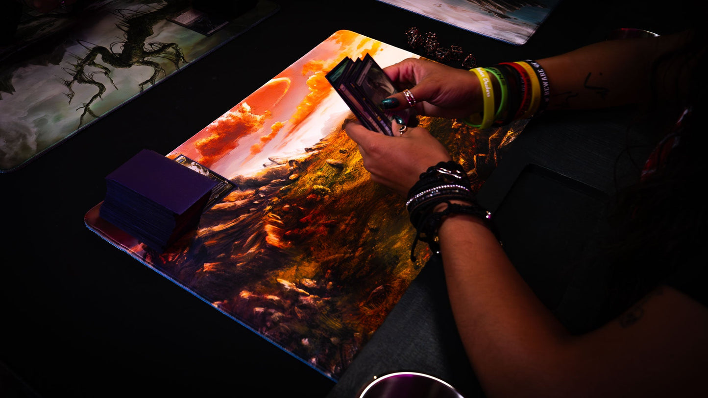 "Sunspire Plains" —  Fallen Lands Playmat by Carlos Balarezo