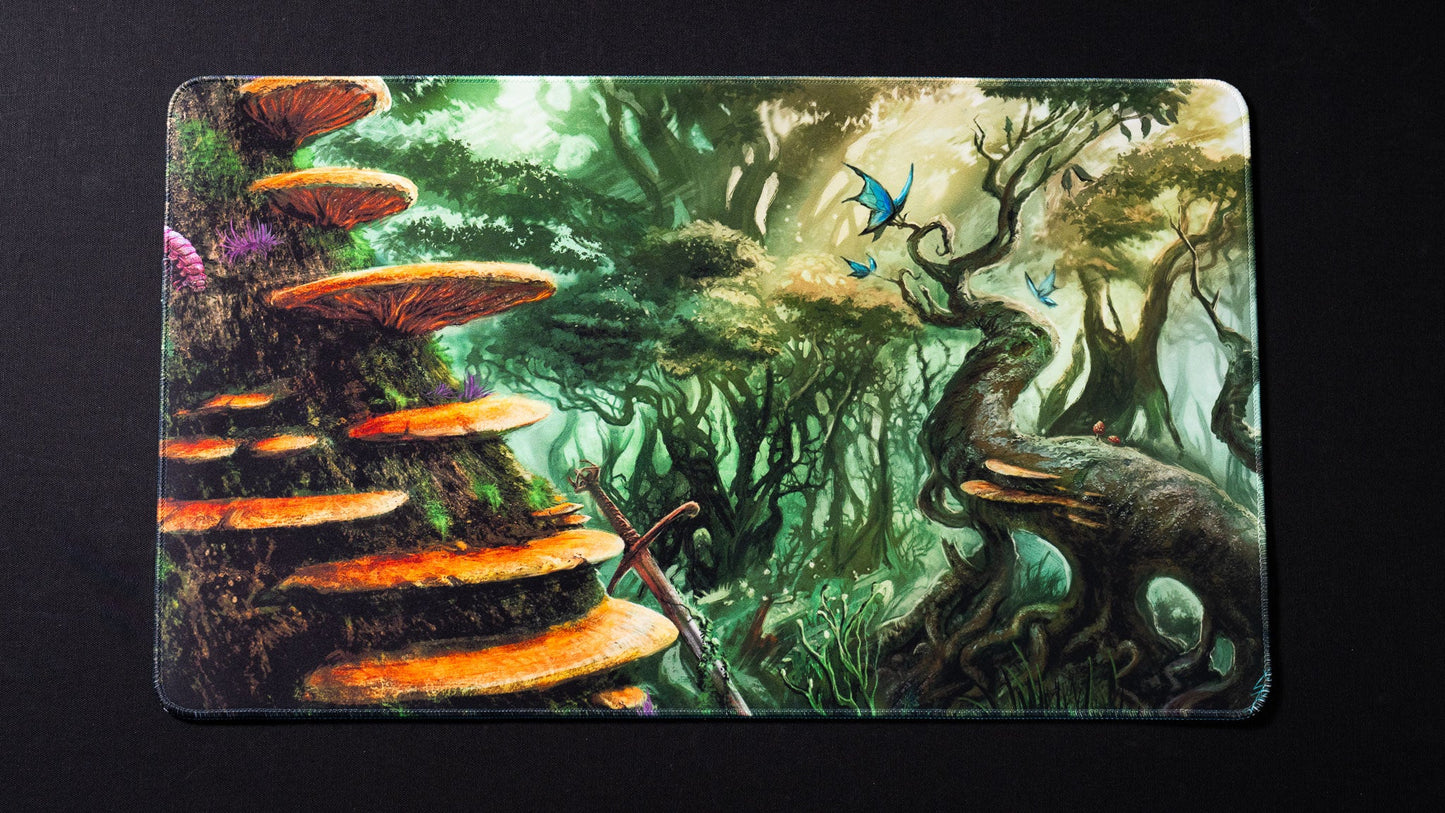 "Swordfall Forest" — Fallen Lands Playmat by Carlos Balarezo