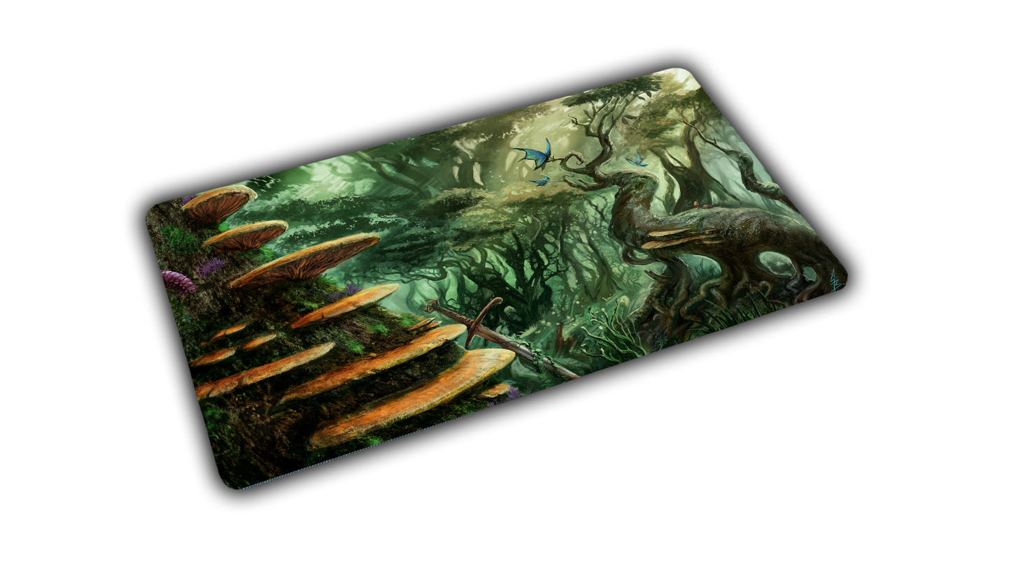 "Swordfall Forest" — Fallen Lands Playmat by Carlos Balarezo