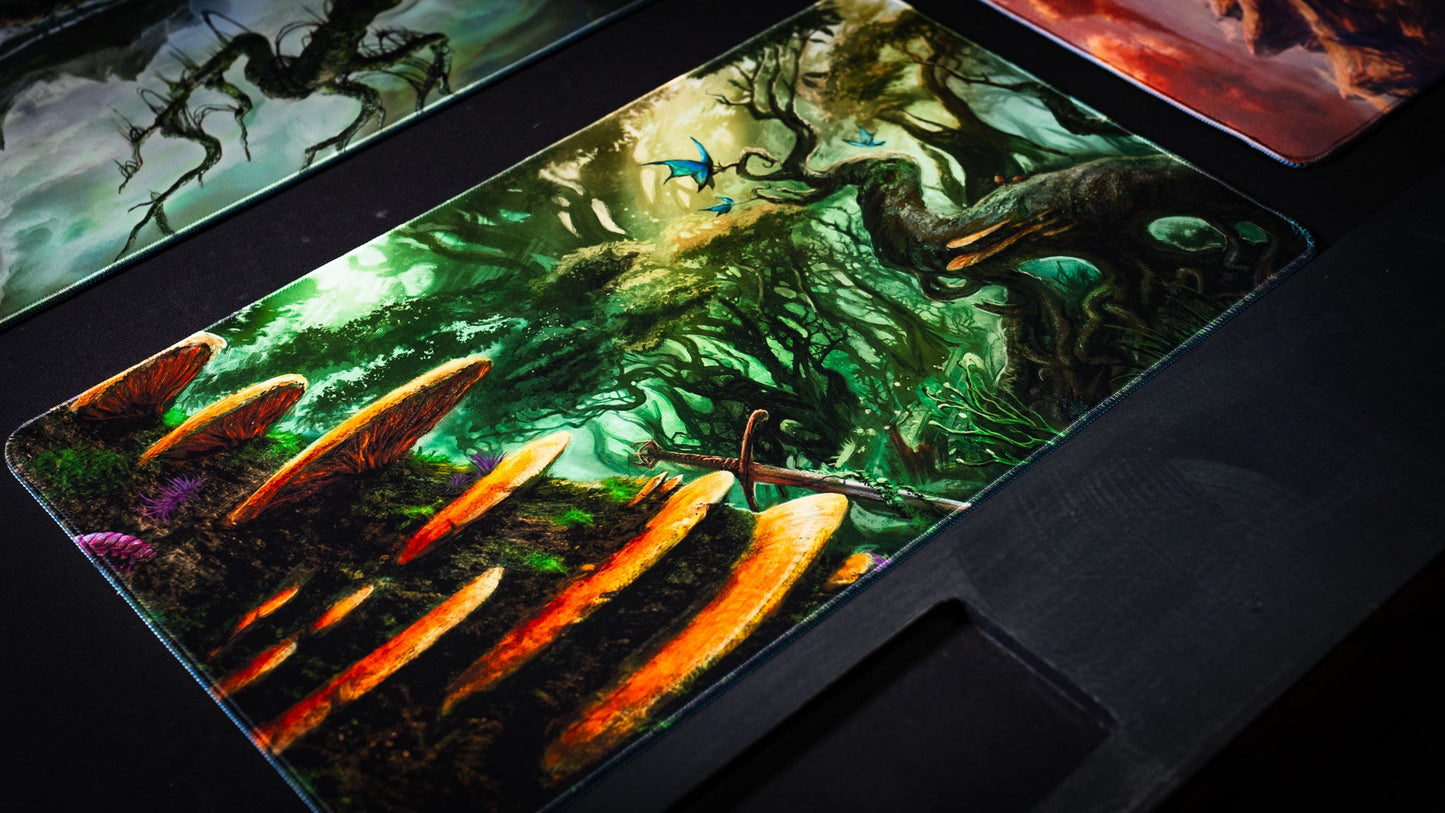 "Swordfall Forest" — Fallen Lands Playmat by Carlos Balarezo