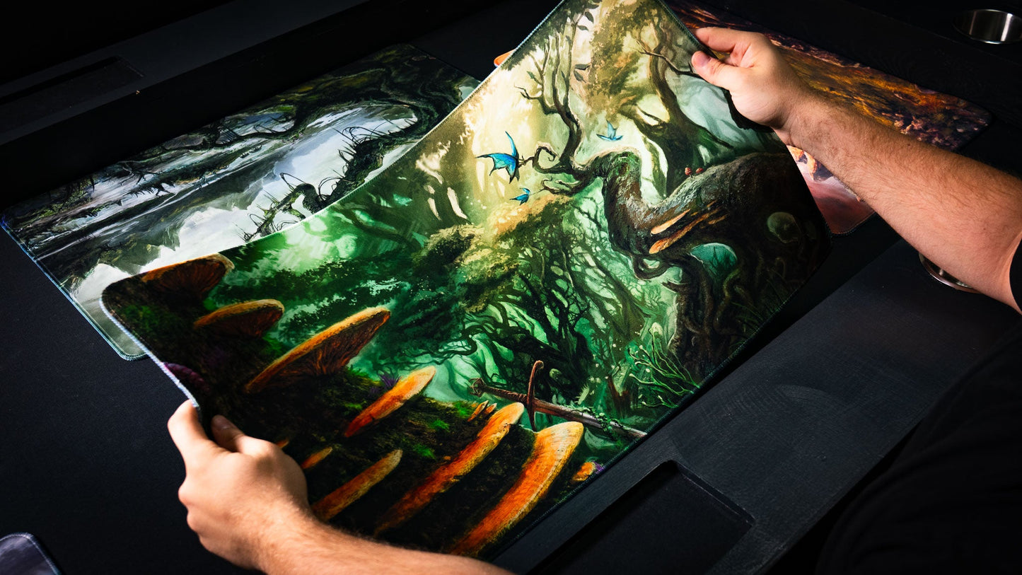 "Swordfall Forest" — Fallen Lands Playmat by Carlos Balarezo