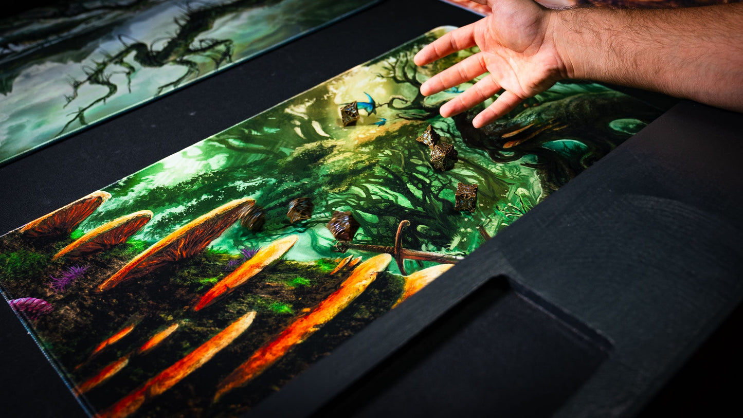 "Swordfall Forest" — Fallen Lands Playmat by Carlos Balarezo