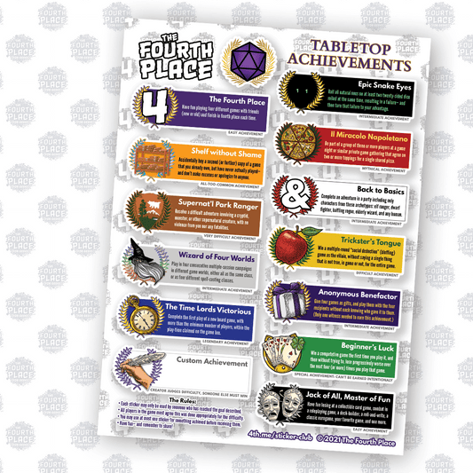 Tabletop Achievements Stickers - Vinyl Gaming Trophies and Sticker Game