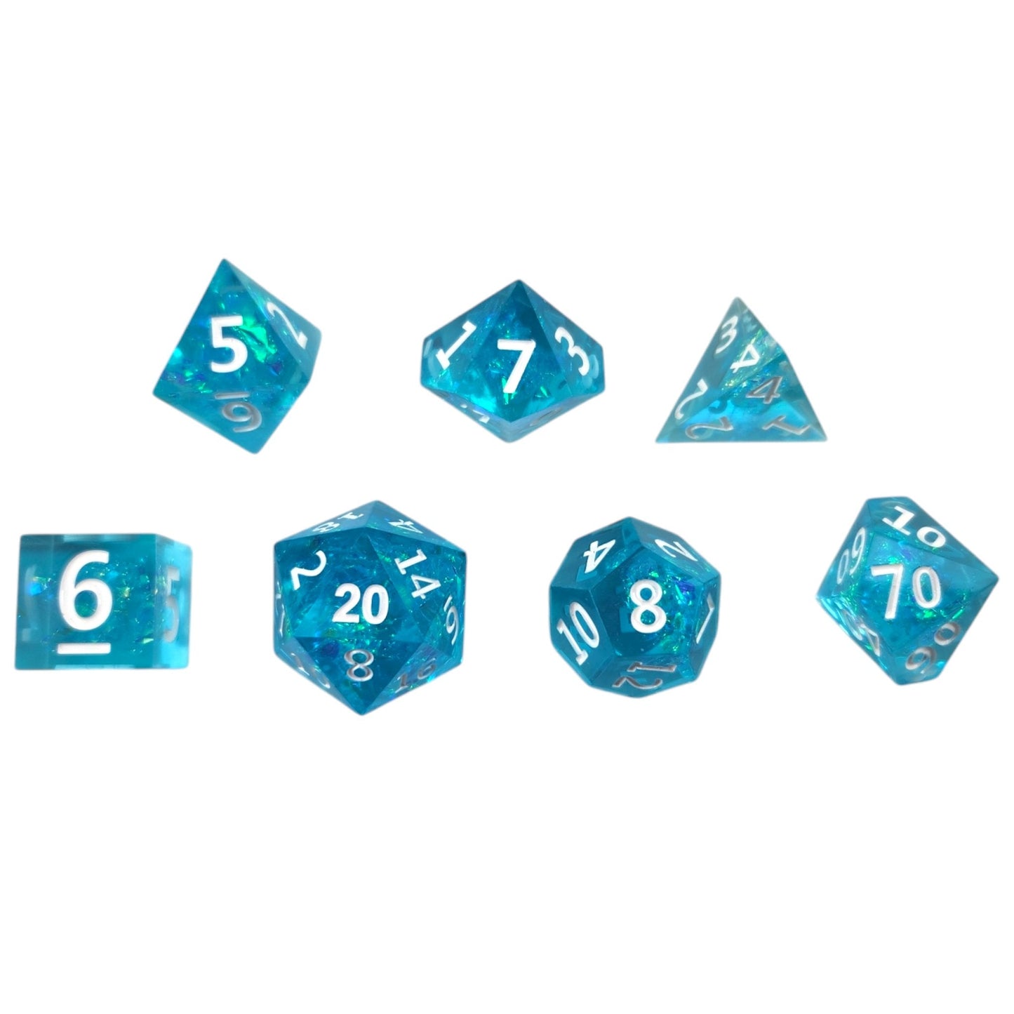 Teal Dice with Iridescent Foil — Sharp Resin