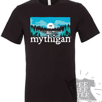 Mythigan™ Unisex T-Shirt(Vintage Black) | A Tee See Tee Exclusive!