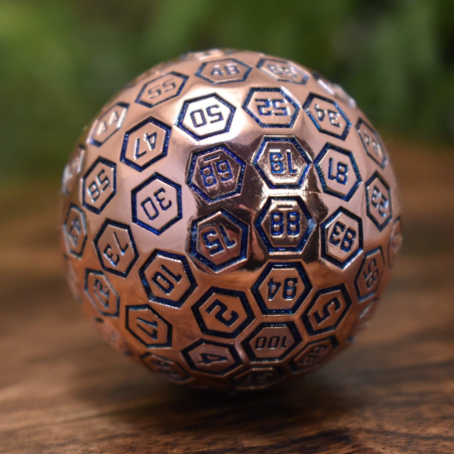 The Orb D100 – Aqua and Bronze Metal Percentile Die