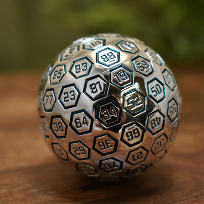 The Orb D100 – Aqua and Silver Metal Percentile Die
