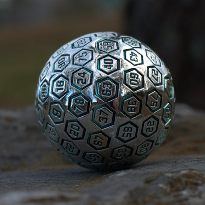 The Orb D100 – Aqua and Silver Metal Percentile Die