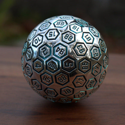 The Orb D100 – Aqua and Silver Metal Percentile Die