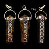 Tiger's Eye Double Terminated Point Silver Plated Pendant with 7 Stone Overlay (1.5 Inches)