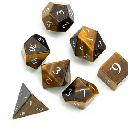 Tiger's Eye Gemstone Dice Set