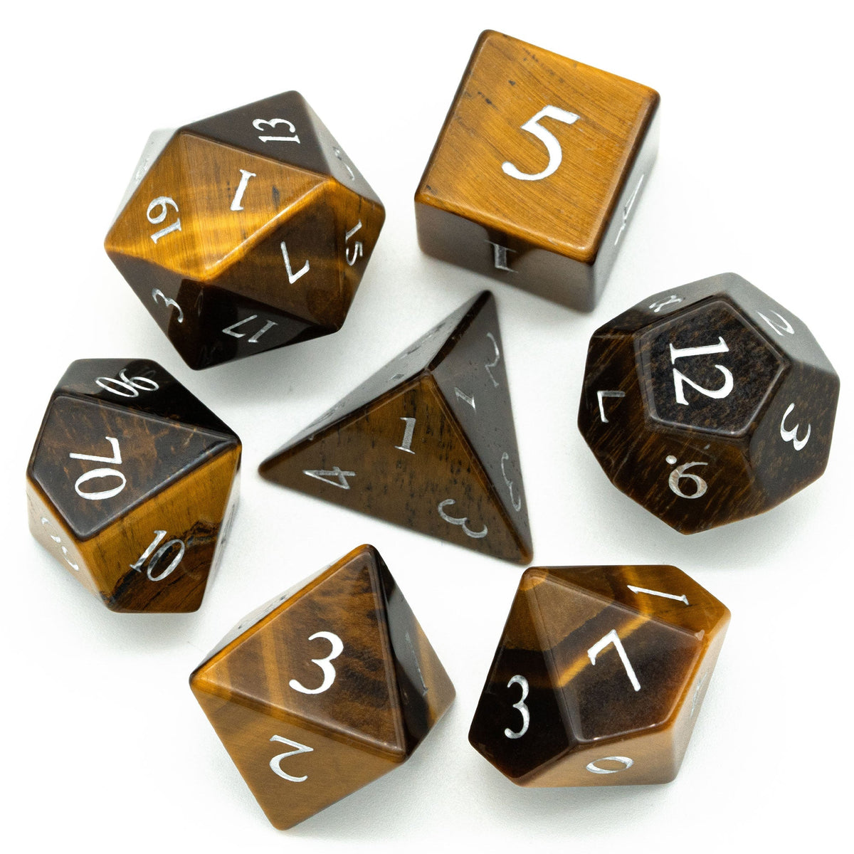 Tiger's Eye Gemstone Dice Set