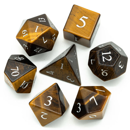 Tiger's Eye Gemstone Dice Set