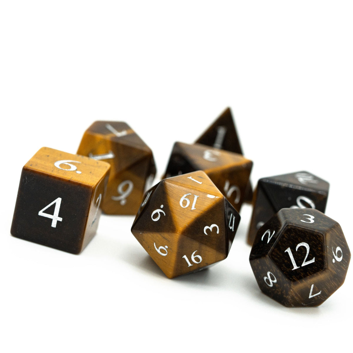 Tiger's Eye Gemstone Dice Set
