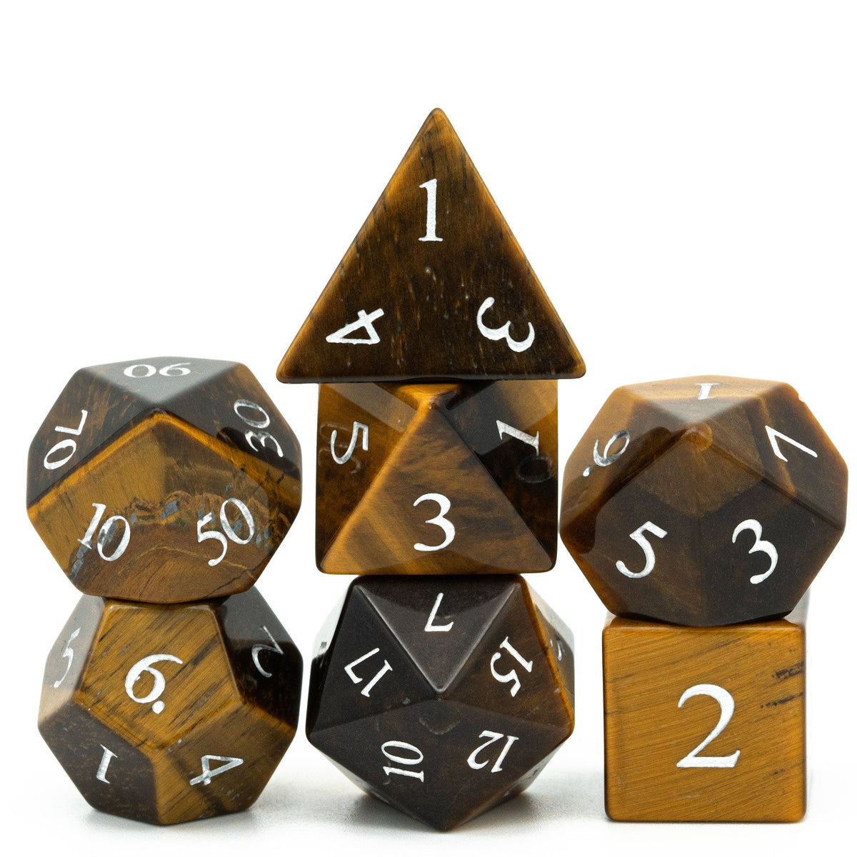 Tiger's Eye Gemstone Dice Set