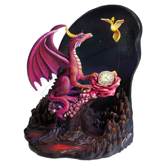 Time Dragon Scarlet Rose Figurine by Rose Khan - Dragon & Phoenix Fantasy Sculpture