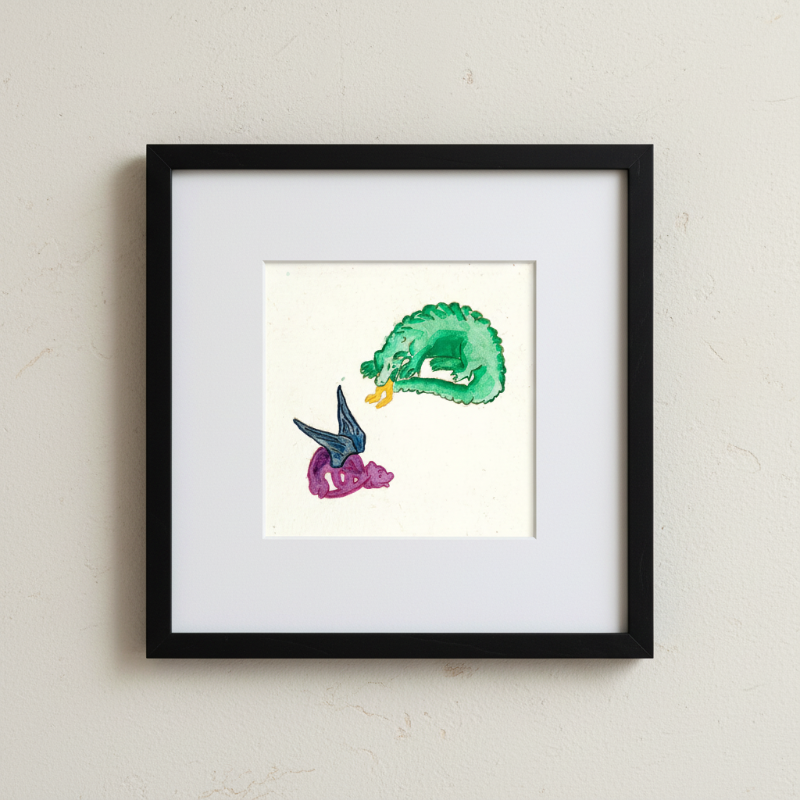 Twin Dragon Marginalia Fine Art Print Medieval Decor