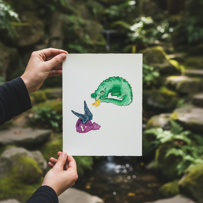 Twin Dragon Marginalia Fine Art Print Medieval Decor