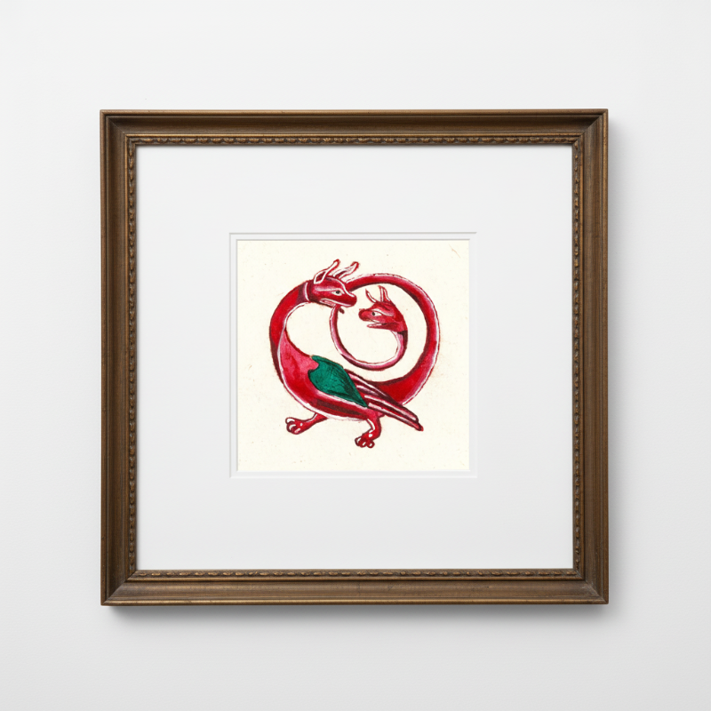 Twin Serpent Dragon Fine Art Print Medieval Style