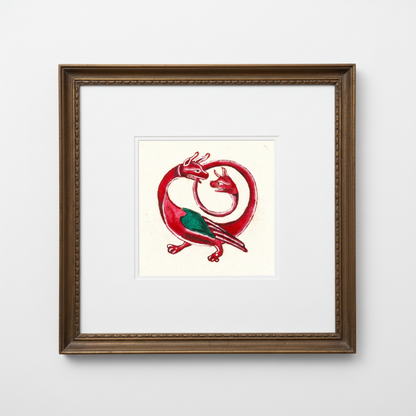 Twin Serpent Dragon Fine Art Print Medieval Style