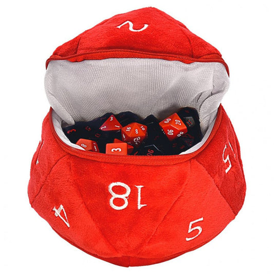D20 Plush Dice Bag – D&D Red and White