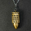 Unique Bullet Shape Antique Gold Hollow Metal D20 Dice Cage Necklace + Mini Dice Set