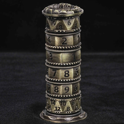 Unique dice tower spinner: black cylinder multi-layer rotating metal dnd dice + red numbers
