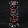 Unique dice tower spinner: black cylinder multi-layer rotating metal dnd dice + red numbers