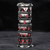 Unique dice tower spinner: black cylinder multi-layer rotating metal dnd dice + red numbers