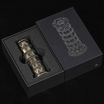 Unique dice tower spinner: black cylinder multi-layer rotating metal dnd dice + red numbers