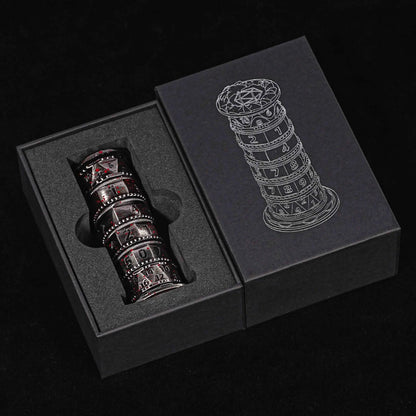 Unique dice tower spinner: black cylinder multi-layer rotating metal dnd dice + red numbers