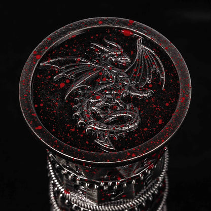 Unique dice tower spinner: black cylinder multi-layer rotating metal dnd dice + red numbers