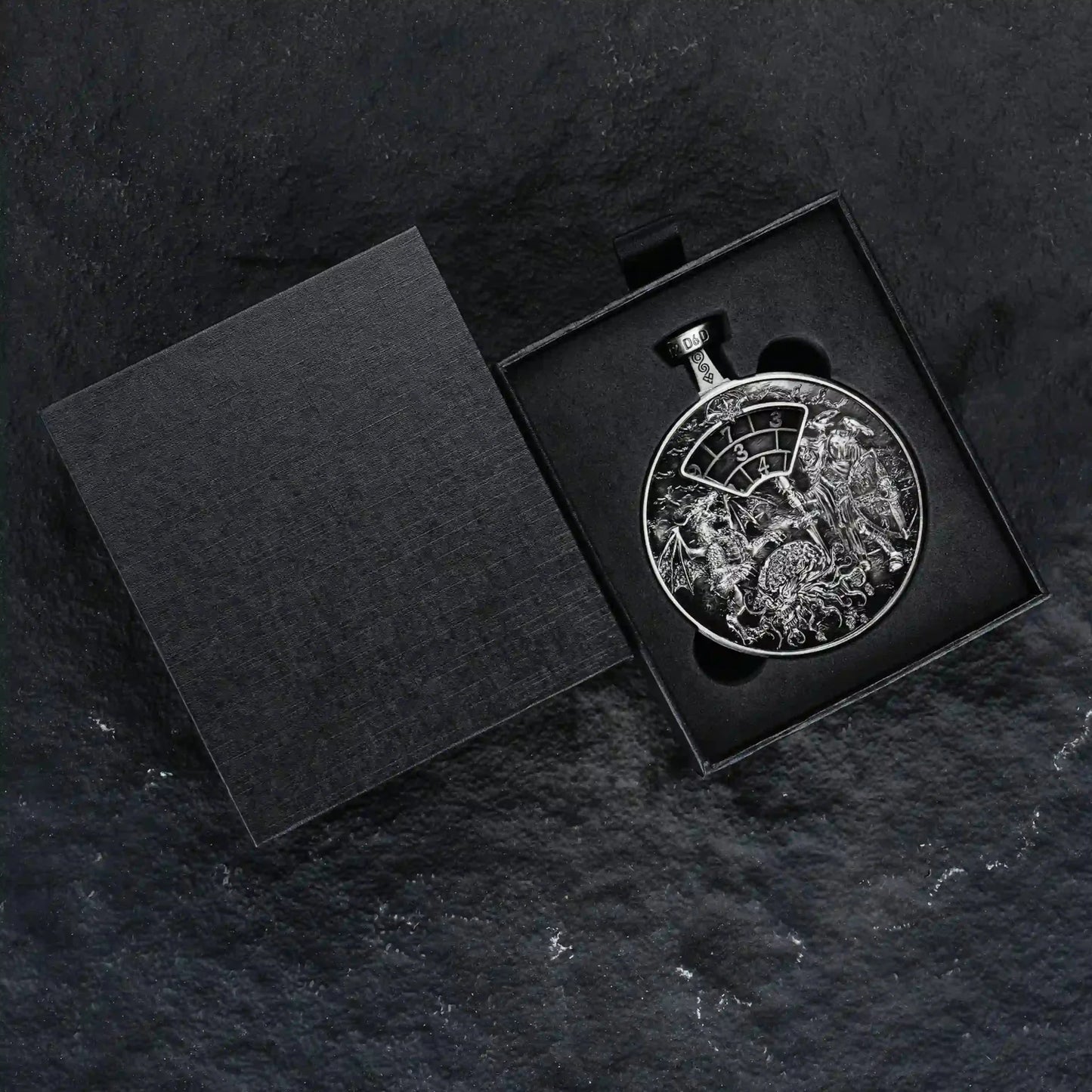 Unique Metal DND Spinning Dice Pocket Watch
