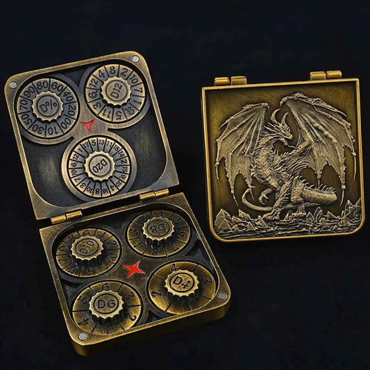 Unique Metal Foldable Dice Box with Magnets 7 in 1 Roulette DND Dice Spinner