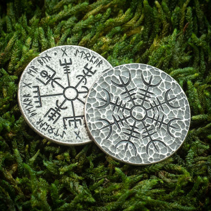 Norse Dual Stave - .999 Fine Silver Coin - Aegishjalmur Vegvisir