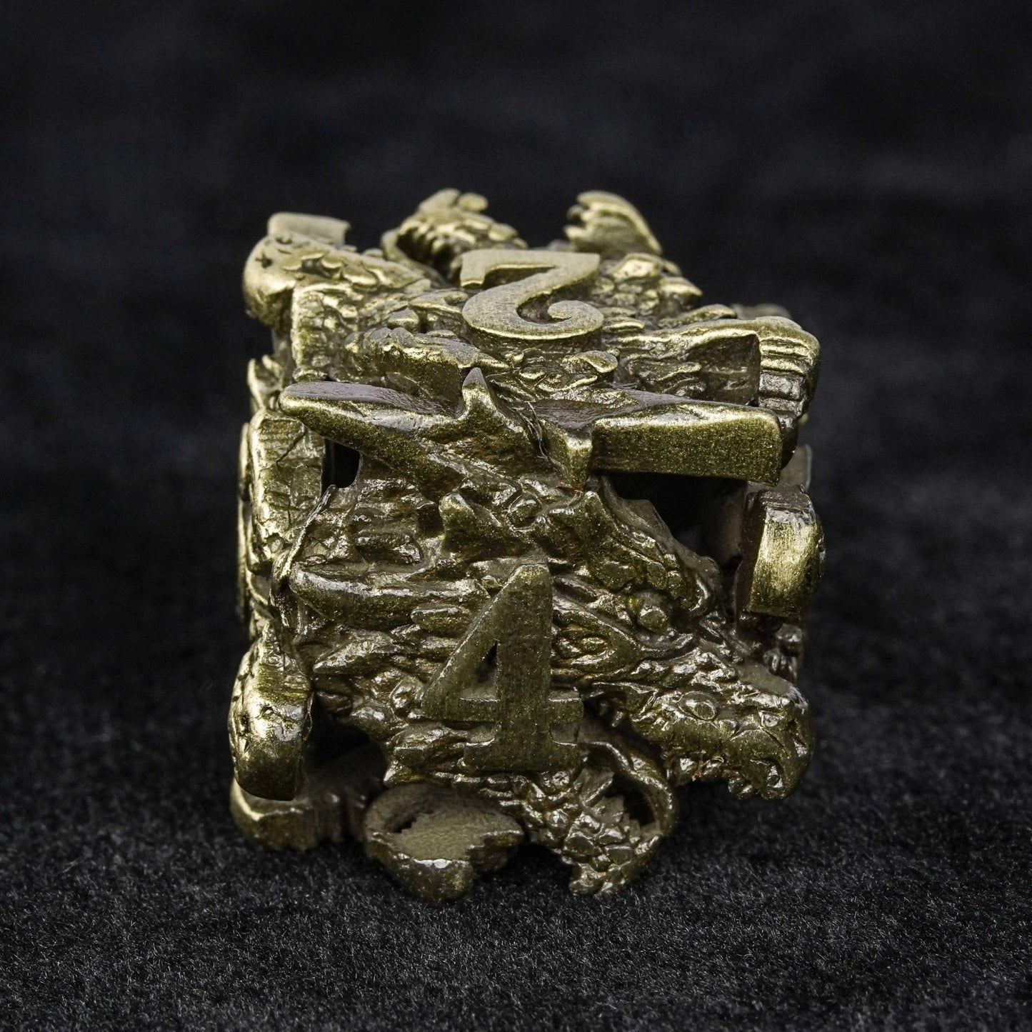 Unusual dragon head bronze hollow metal irregular dnd dice set
