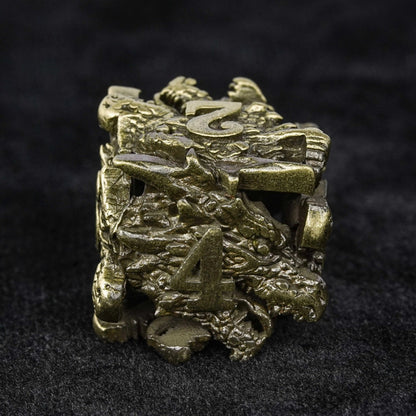 Unusual dragon head bronze hollow metal irregular dnd dice set
