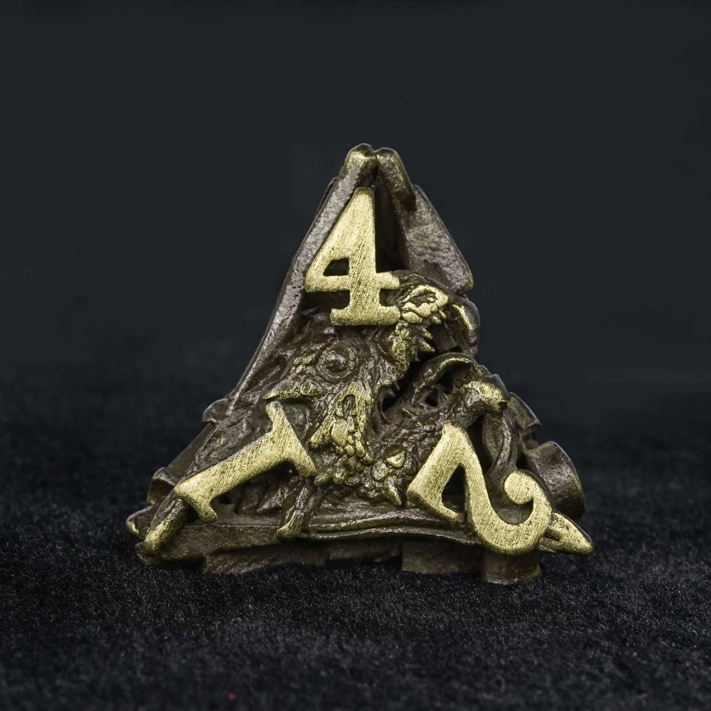 Unusual dragon head bronze hollow metal irregular dnd dice set