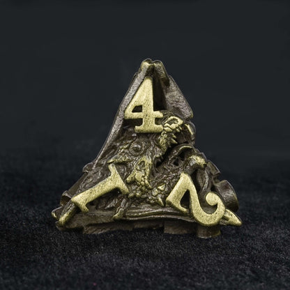 Unusual dragon head bronze hollow metal irregular dnd dice set