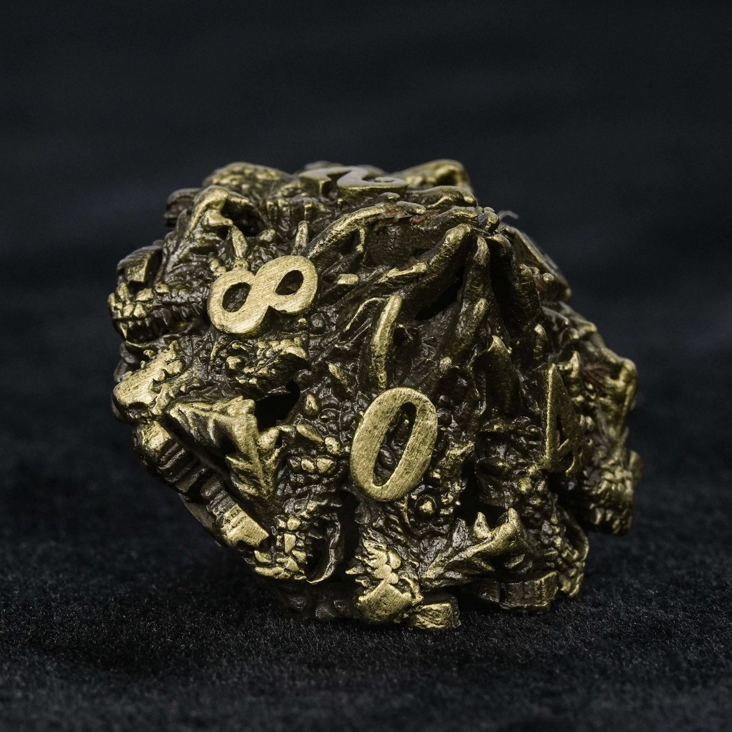 Unusual dragon head bronze hollow metal irregular dnd dice set