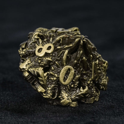 Unusual dragon head bronze hollow metal irregular dnd dice set